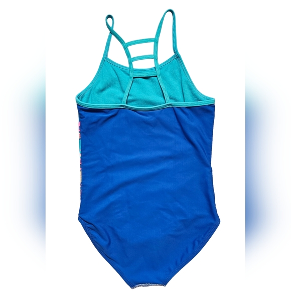 Wonder Nation Floral Blue One Piece Swimsuit Size Medium 7/8 Girls - Picture 4 of 8